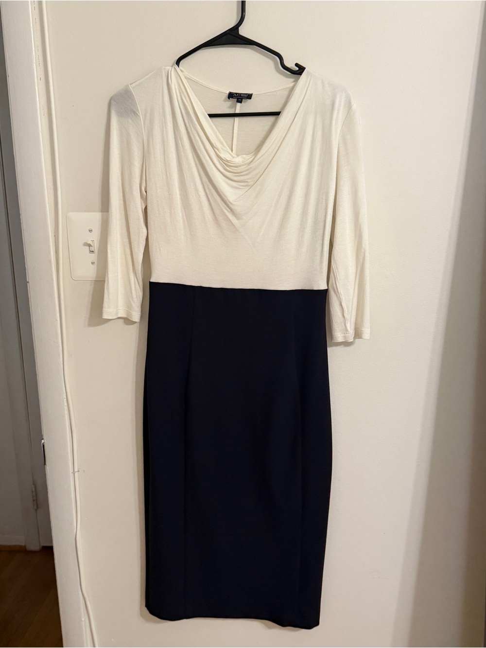 Armani Jeans Ivory Top with Black Sheath Dress